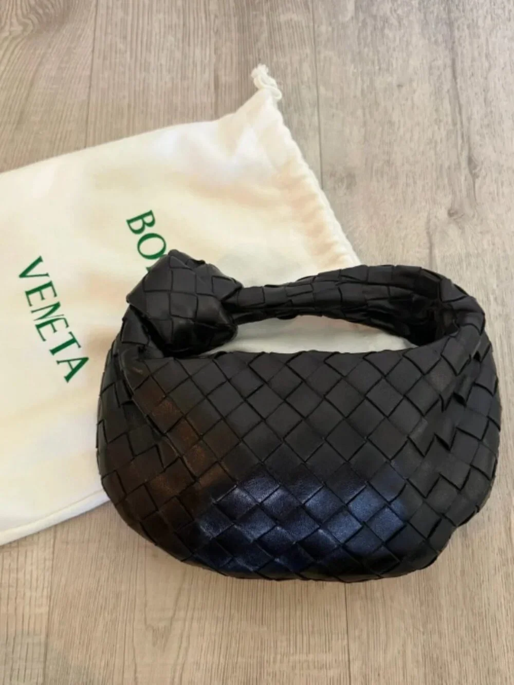 Bottega Veneta Mini Jodie Intrecciato Woven Leather Hobo Bag Black